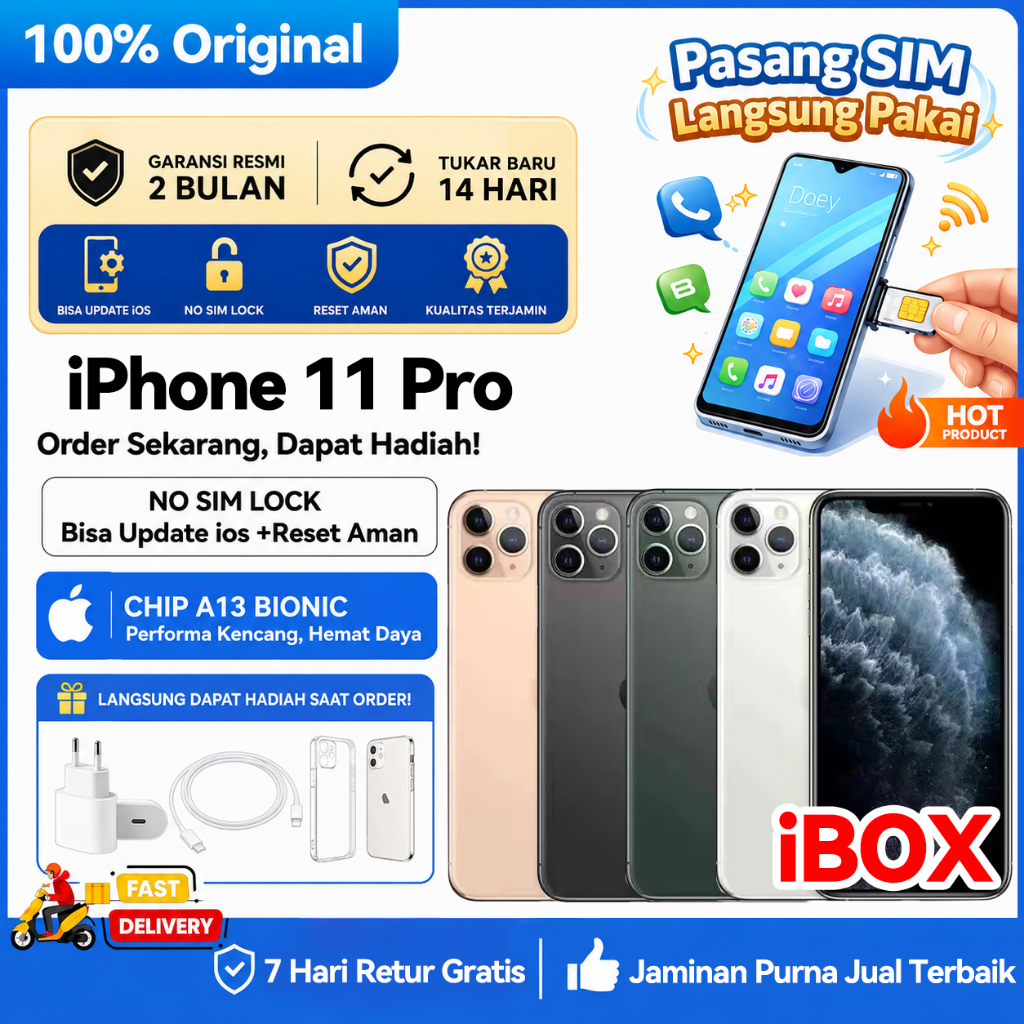 iPhone 11 Pro iBox Original 100% 64GB 256GB Sinyal Permanen Bekas Second Fullset Kondisi Mulus 99%