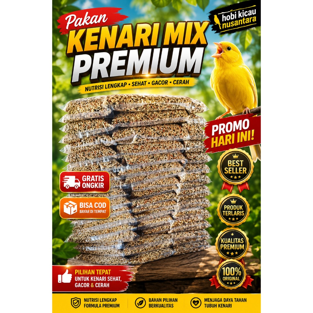 Pakan Kenari Mix Premium Khusus Kenari Finch Blackthroat Yorkshire Redsiskin 1kg untuk Kenari Harian