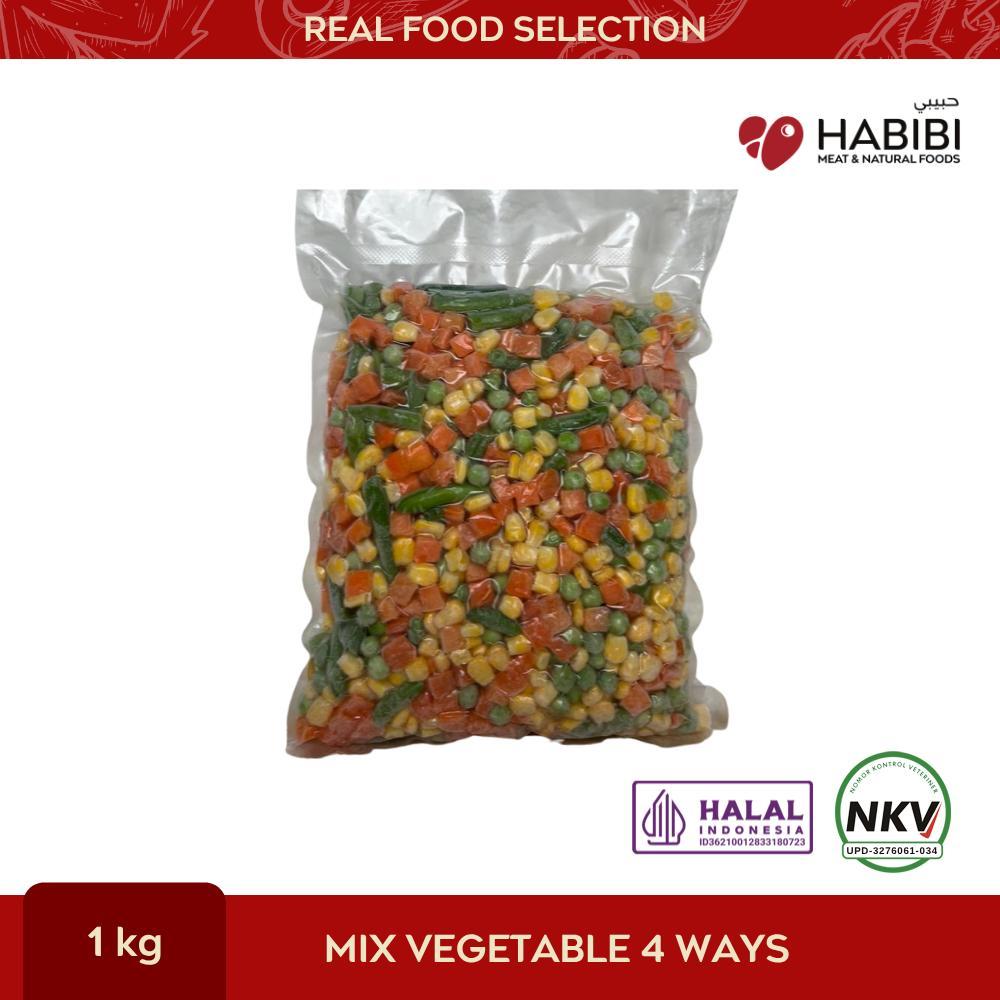 MIX VEGETABLE SAYURAN BEKU 4 WAYS (Wortel, Jagung, Buncis dan Kacang Polong) 1kg