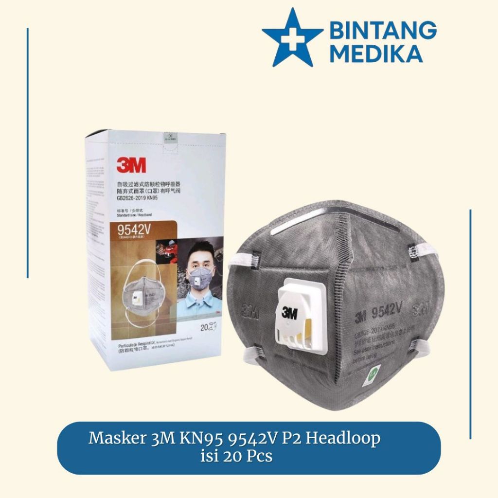 Masker 3M KN95 9542V P2 Headloop isi 20 Pcs