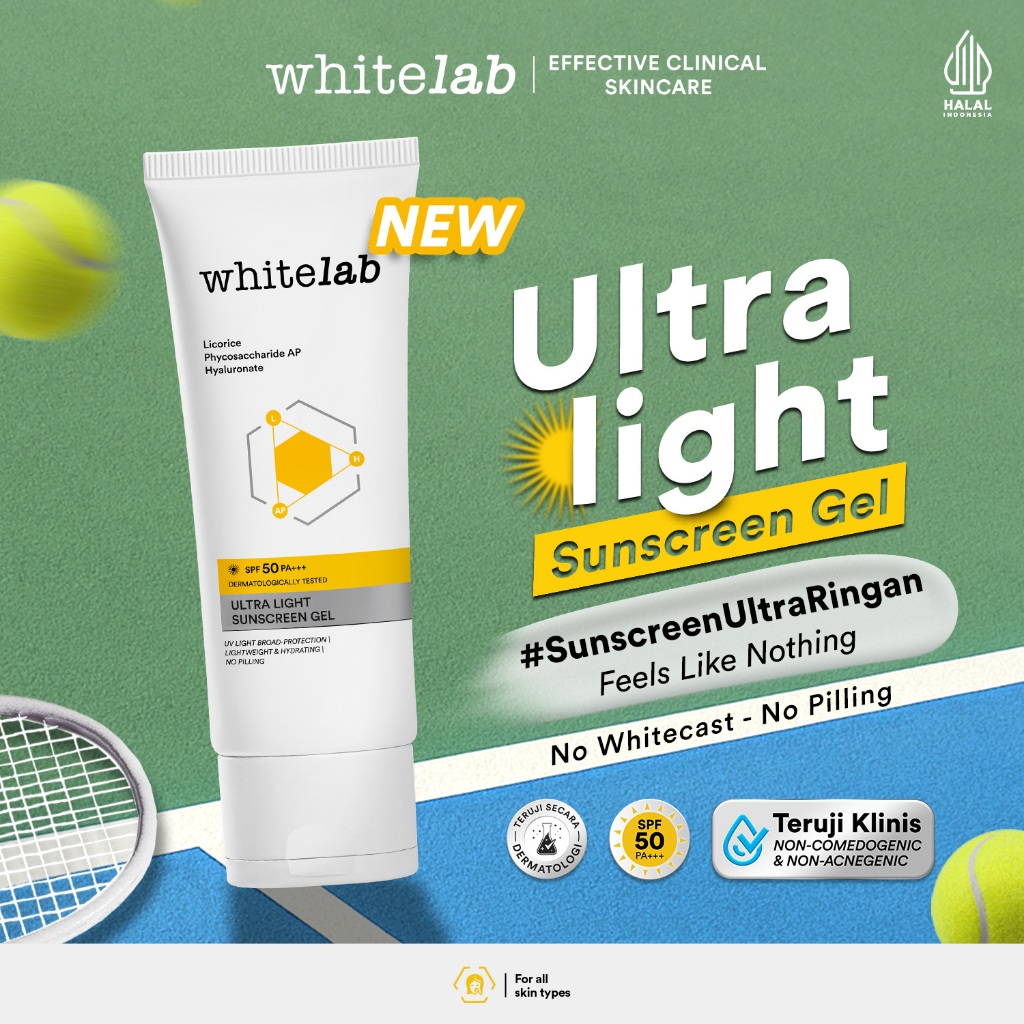 Whitelab Sunscreen Gel SPF 50 PA+++- Ultralight - Sunblock Anti Komedo Pelindung Sinar Matahari UV A