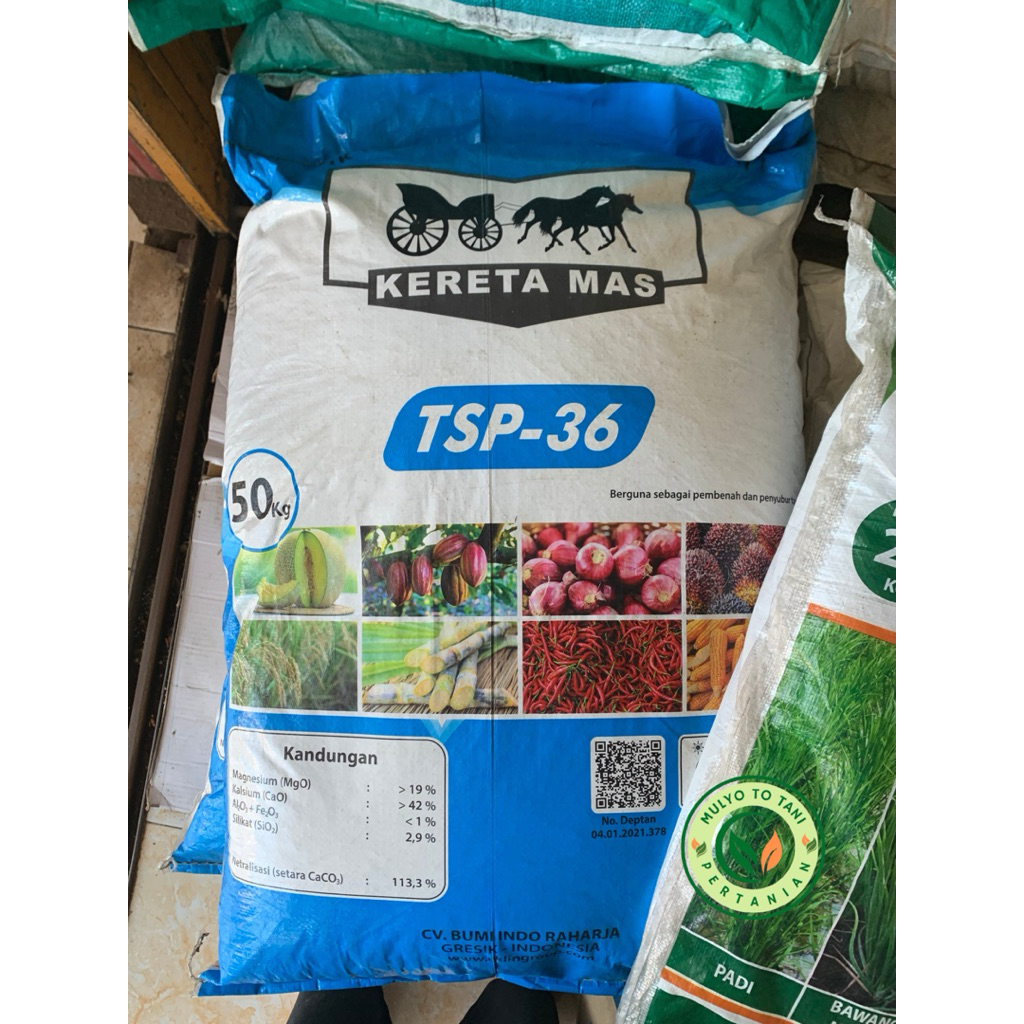 Pupuk TSP-36 Kereta Mas Repack 1kg - Pembenah Tanah & Penetral pH