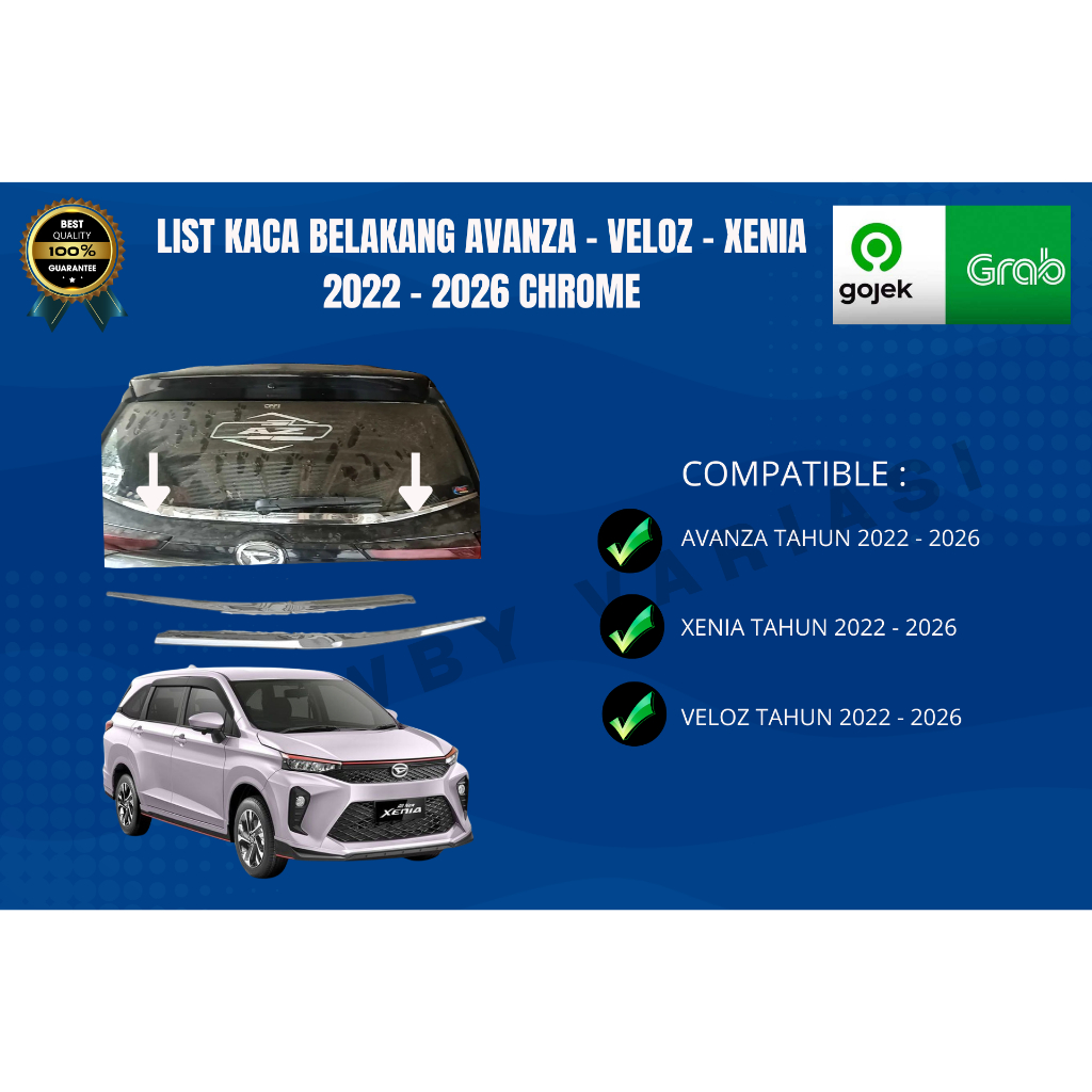 REKOMENDASI LIST PINTU KACA BELAKANG CHROME AVANZA VELOZ XENIA 2004 2005 2006 2007 2008 2009 2010