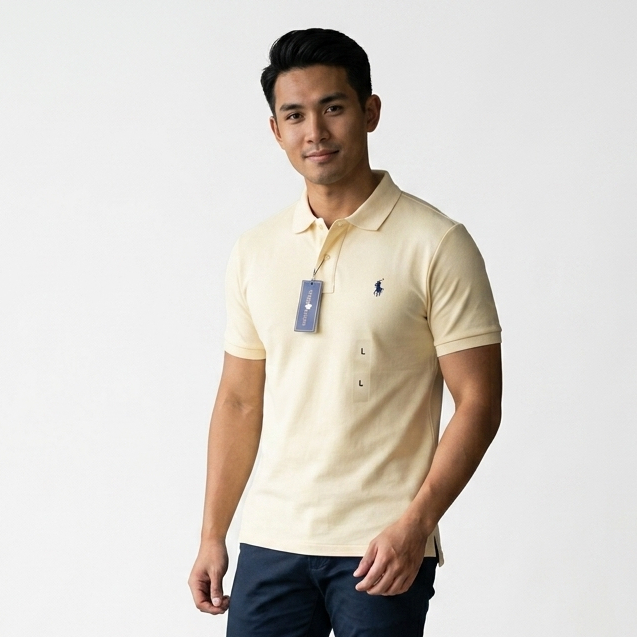 Kaos Polo Pria Dewasa Premium  Lengan Pendek Casual Kerah Polos Warna Kuning Lemon Adem Nyaman