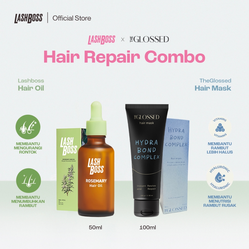 [SPECIAL BUNDLE ] LASHBOSS X THE GLOSSED  Rosemary Hair Growth Oil 50ML + Free Scalp Brush | Rosemar