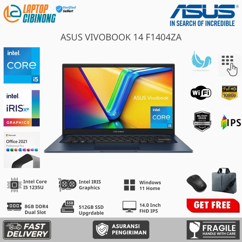 Laptop Asus Vivobook F1404ZA Intel Core i5 1235U FHD IPS Windows 11 Office 2024 Blue