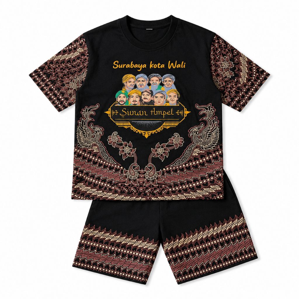 Setelan Hitam anak sunan ampel batik lucu bagus ukuran 1 s m l xl xxl xxxl xxxxl