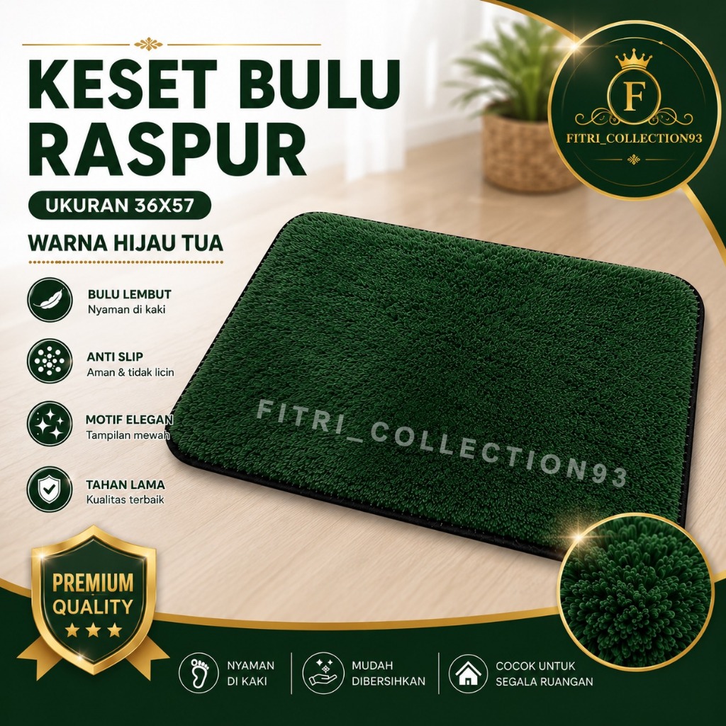 Keset Bulu Rasfur Premium Tebal Anti Slip – Keset Kaki Lembut Estetik untuk Kamar & Ruang Tamu