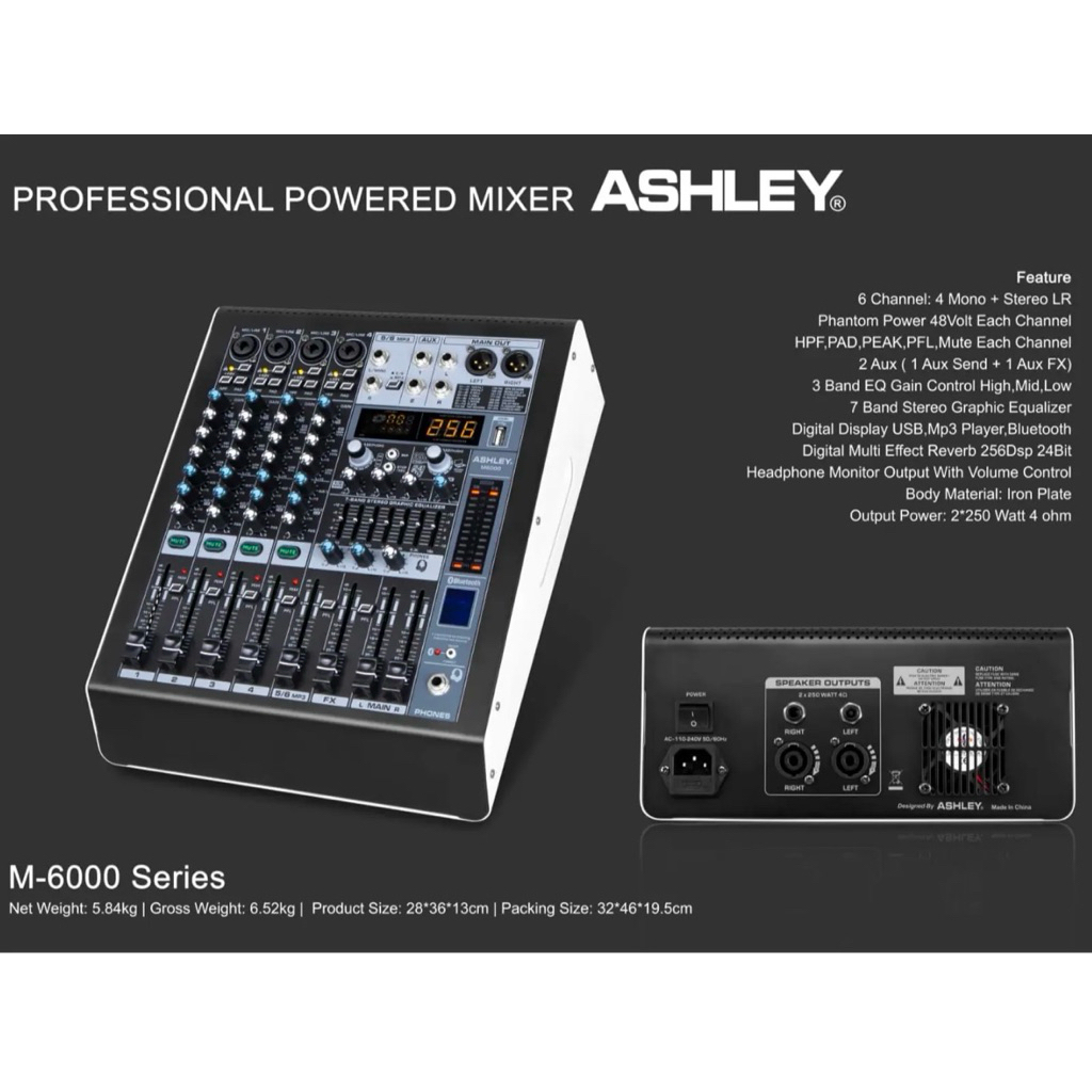 Power Mixer Audio Ashley M6000 6channel Original Power Mixer Professional M 6000 Mixing 6 ( Bisa COD