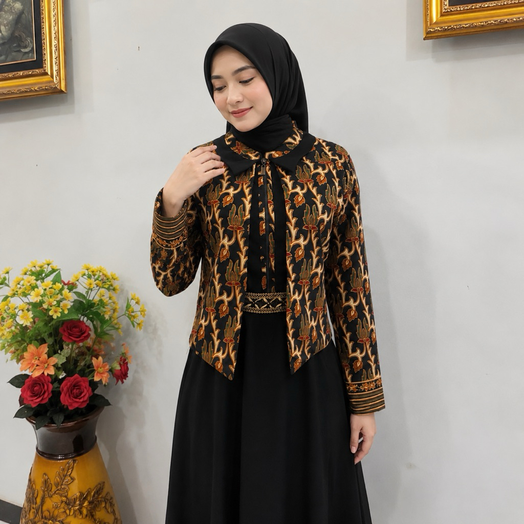 Gamis Batik Rompi / Gamis Bolero Batik / Blezer Batik