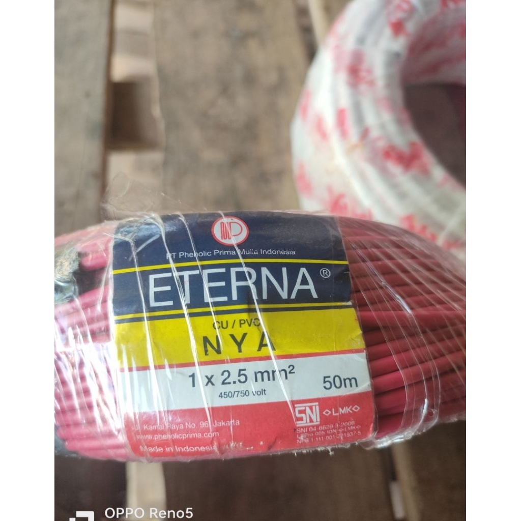 kabel enterna murni tembaga ukuran 1x2,5  1 Roll SNI