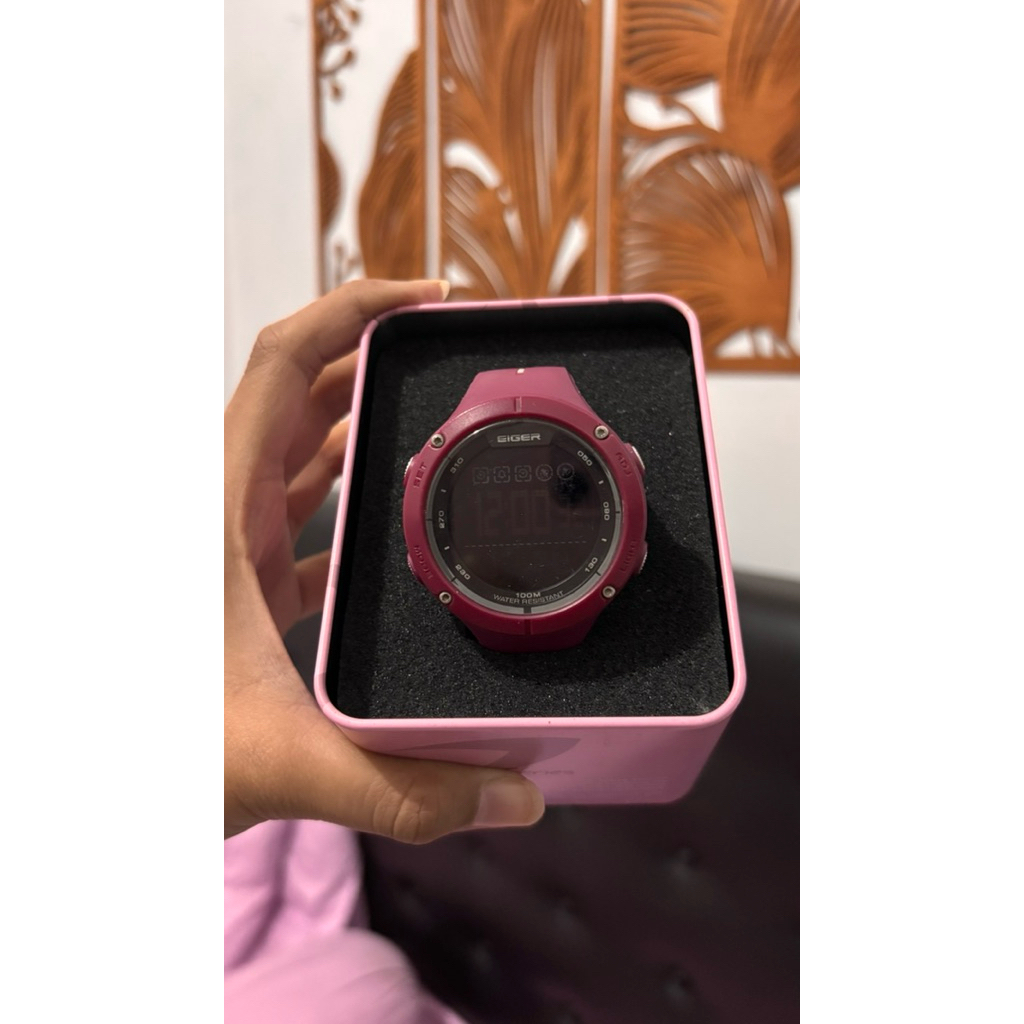 Jam Tangan Eiger Digital Maroon 100M Original Fullset