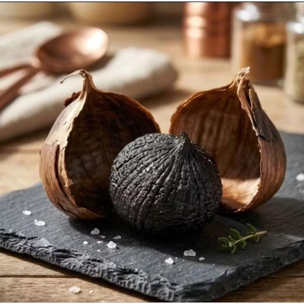 Bawang Hitam Tunggal 1kg , Bawang Hitam 1kg / Black Garlic Lanang 100% Alami Manis Asem - Tanpa Peng