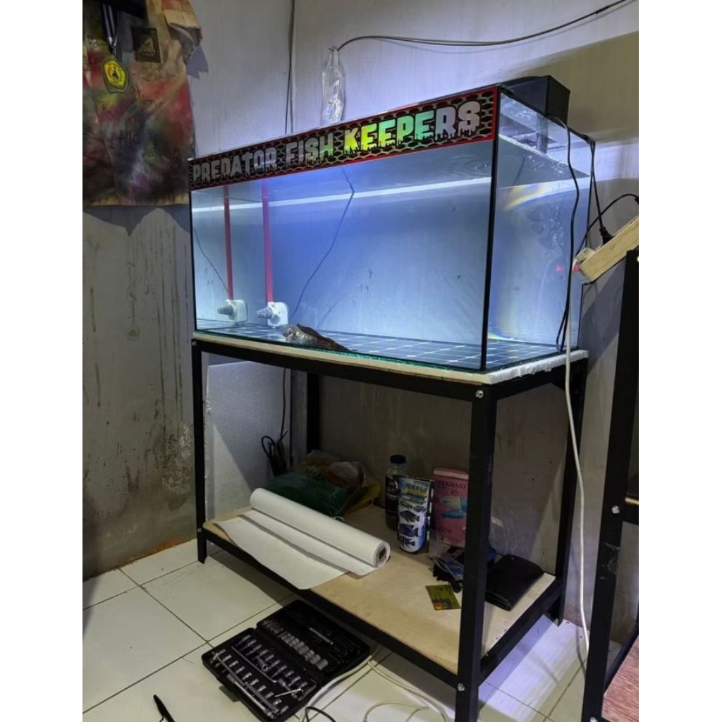 Rak aquarium p100cm L30cm T75cm 2 susun / 2 ambal. rak serbaguna, rak custom, meja serbaguna, meja c