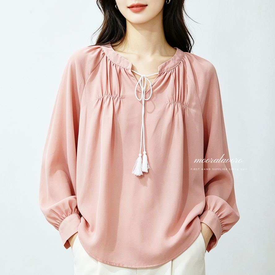 INDIRA COTTON CANDY TASSEL BLOUSE KOREAN STYLE READY BANGKOK PREMIUM COLLECTION BKK