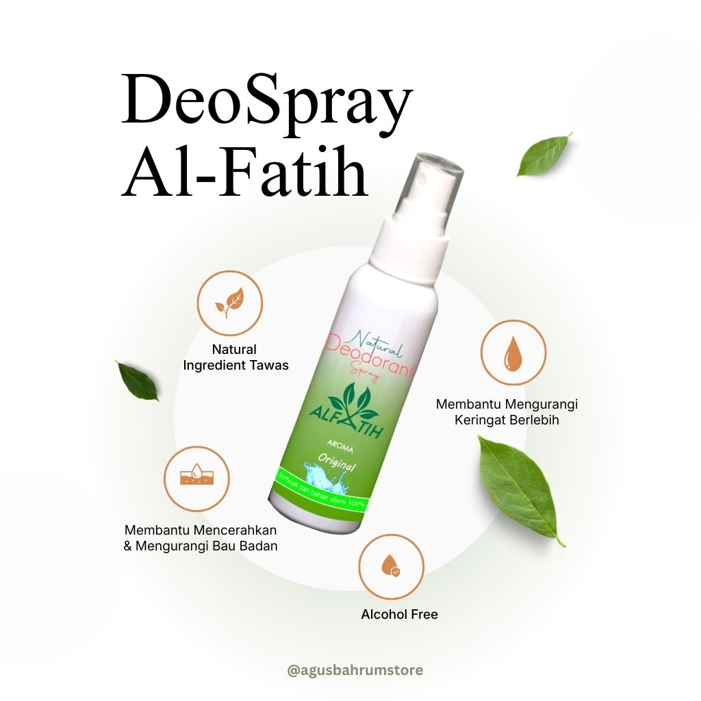 [Original] Natural Deodorant Tawas Al Fatih| Herbal Spray Kulit | Pembasmi Bakteri Bau Ketiak | 100 