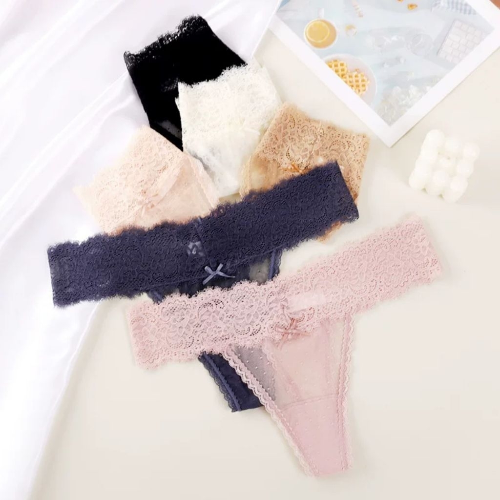 Chloe Panties CD Celana Dalam Renda Thong Gstring Sexy Lace Cutie Dalaman VS Brief Floral Panty