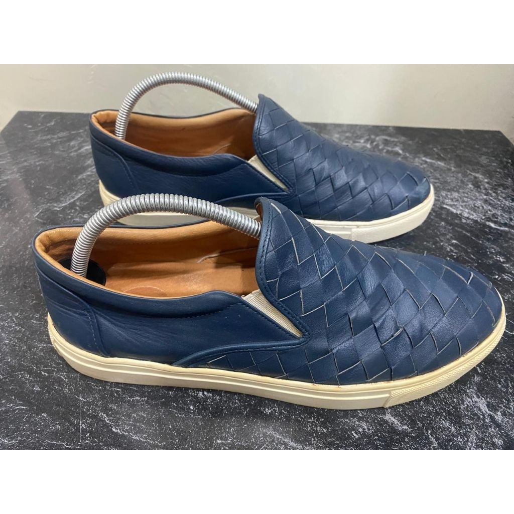 Sepatu BOTTEGA Veneta Intrecciato Slip-on warna biru Second Original
