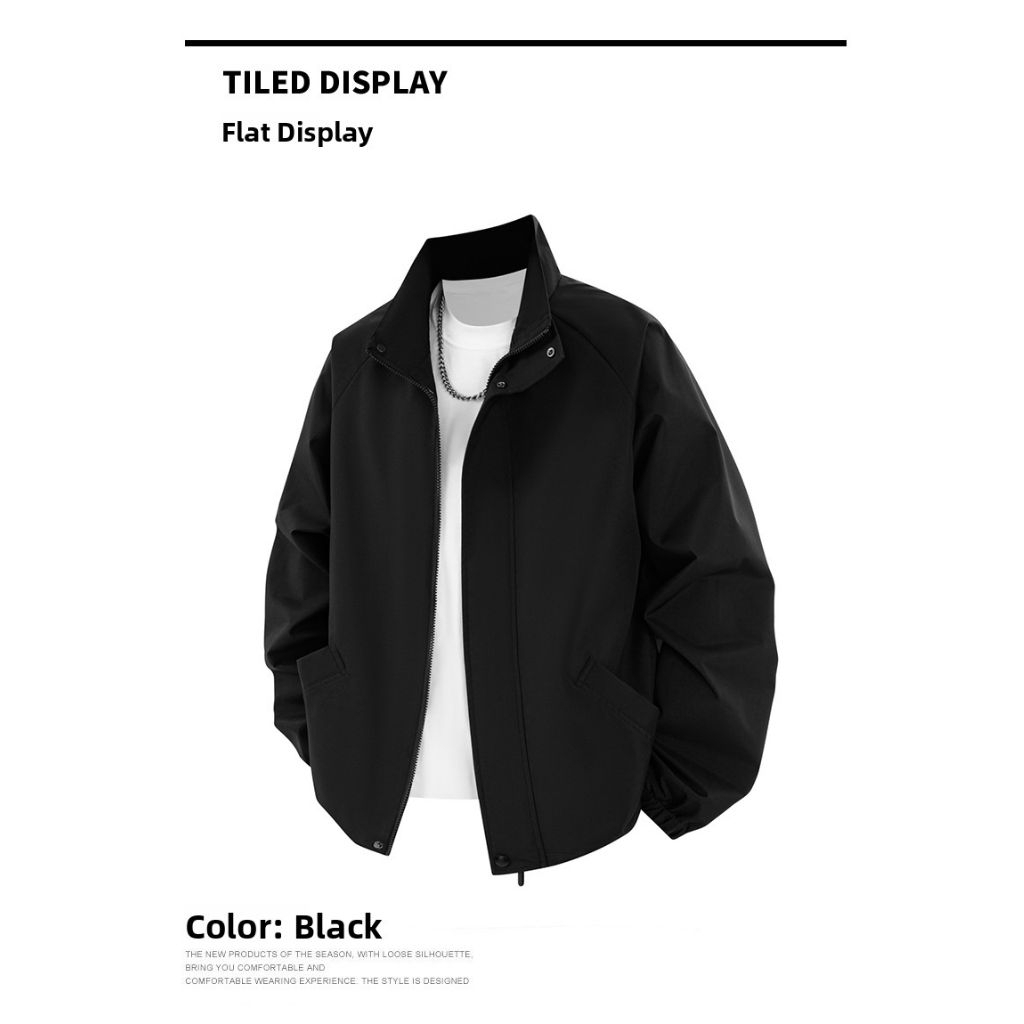 ​Jaket Harrington Pria Korean Style Jacket Casual Polos Coach Windbreaker Stand Collar Premium