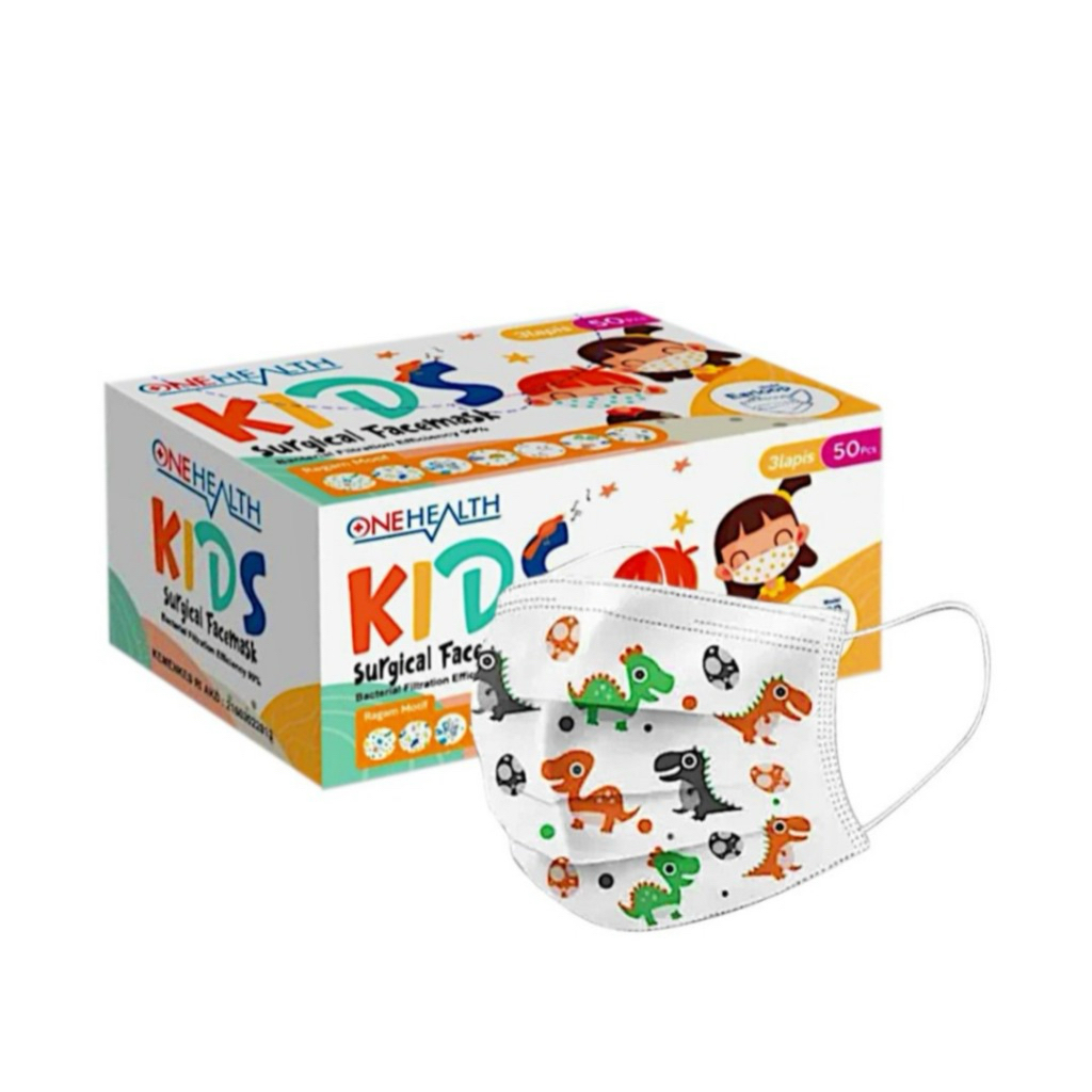 Masker Medis Anak 3ply OneHealth isi 50 / Face Mask Kids One Health