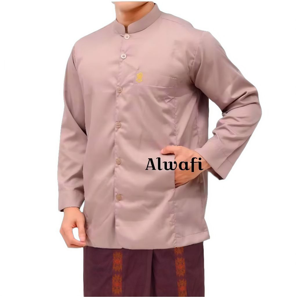 Baju Koko Pria Terompah Polos Original Semi Jaz Saku Samping Toyobo Premium