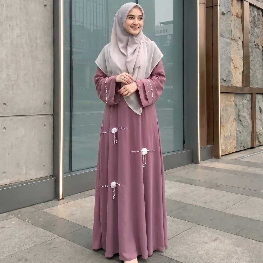 Abaya Premium Wanita Remaja Dewasa Azahra Abaya Ceruty Babydoll Mix Payet Abaya Remaja Aestetic