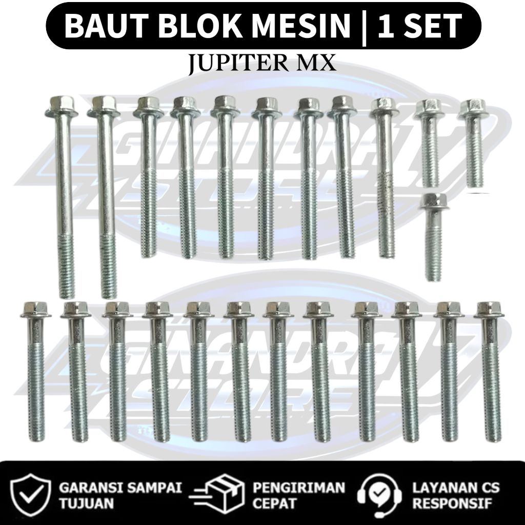 Baut Blok Mesin 1 SET Yamaha Jupiter MX lama / Baut Blok Mesin 1SET Motor Jupiter mx lama