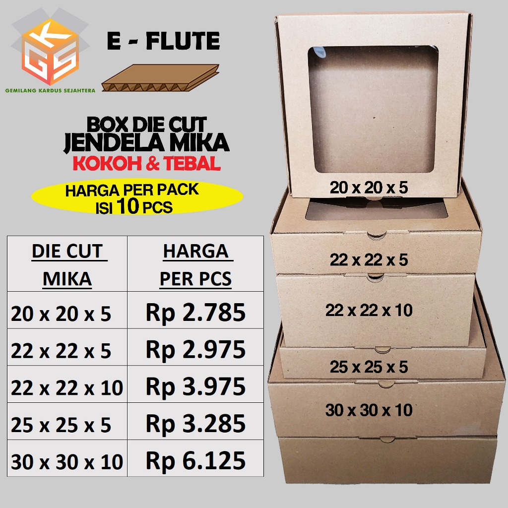 KARDUS MIKA | 10pcs | BOX MIKA | Kardus Mika 30x30x10 | Dus Mika 25x25x5 | Kardus Mika 22x22x10 | Ka