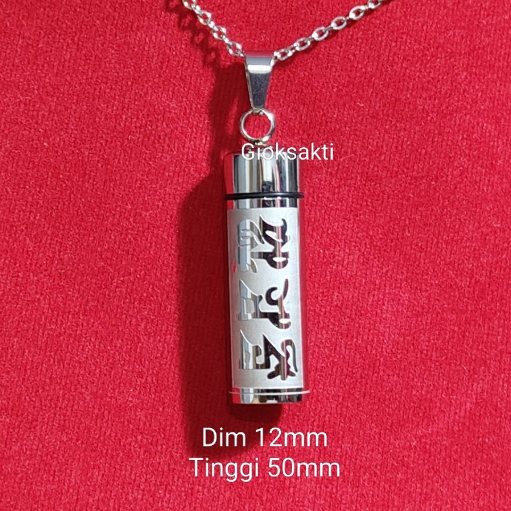 Kalung Liontin Mantra Leng Yang Zhou / Om Mani Padme Hum Titanium