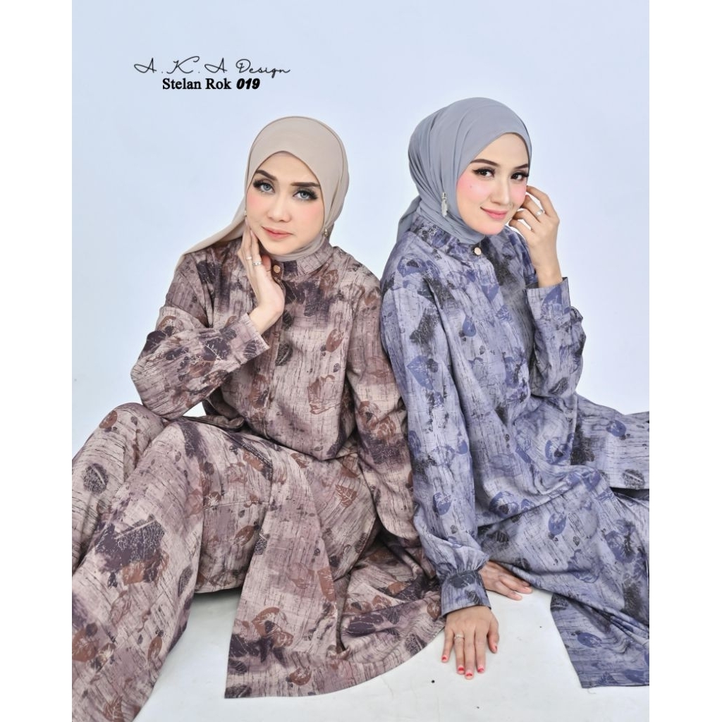 baju setelan abaya lon tunik motif terbaru by aka design