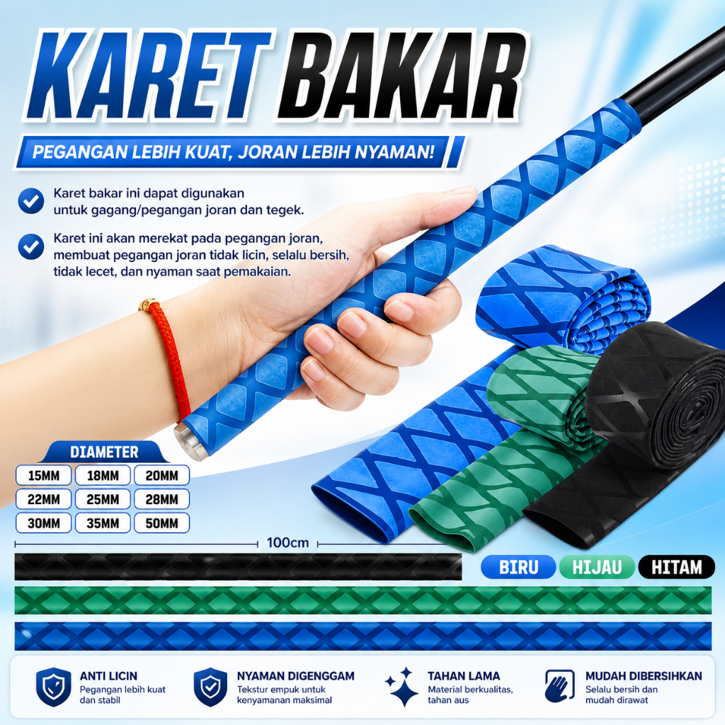 Grip Karet Bakar Pelindung Joran Tegek 1 Meter Motif X