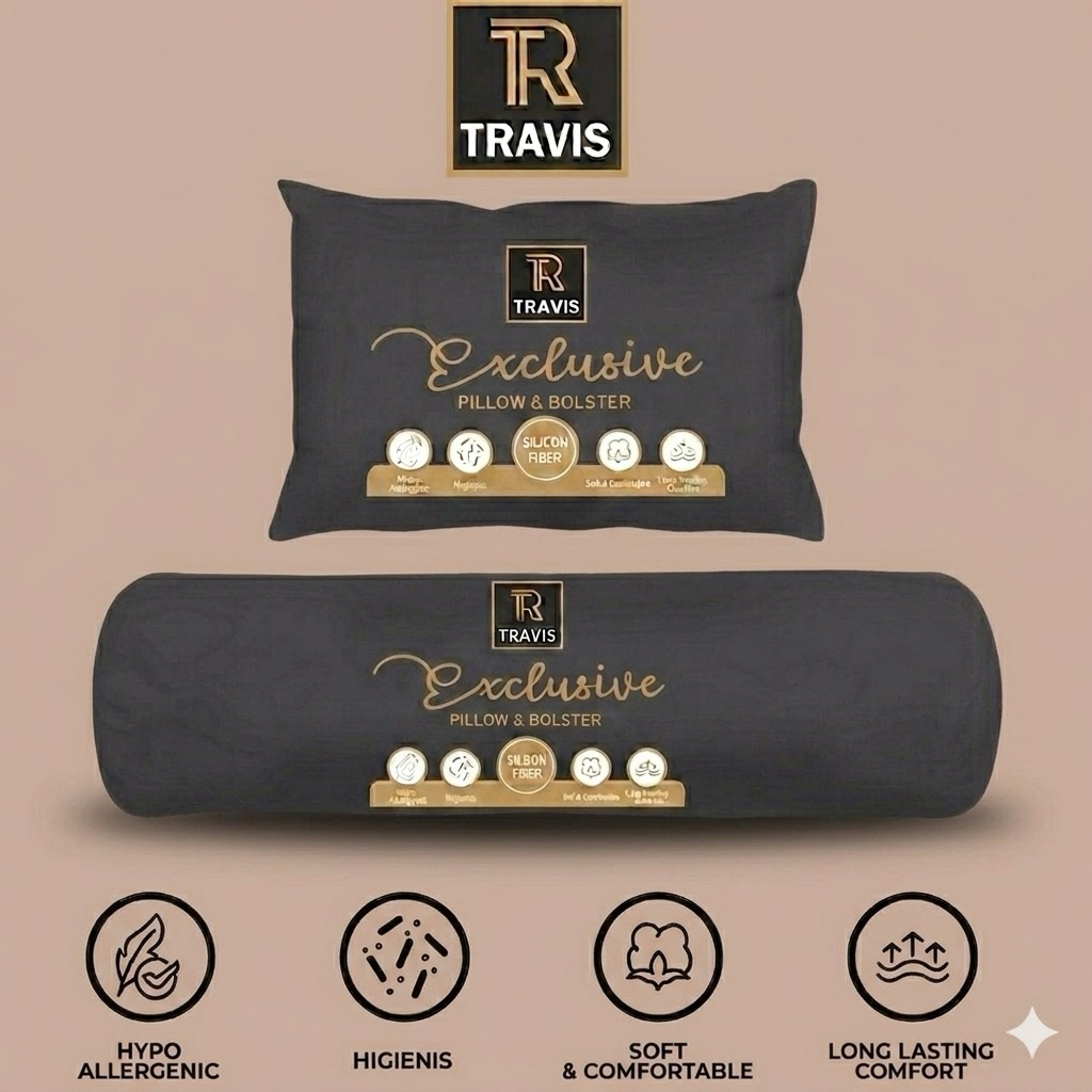 [ISI 2] LITE Bantal Guling 100% Sililon Grade A Ada Resleting  TRAVIS