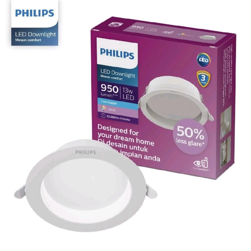 Lampu Downlight LED PHILIPS  Meson COMFORT 5.5 7 9 13 17 21 24 Watt Cahaya Putih Cool Daylight 6500K