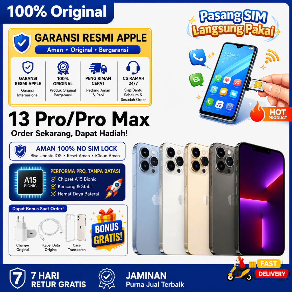 iPhone 13 Pro / 13 Pro Max Second Normal 13 Pro Max 128GB 256GB Inter 100% Original Kondisi Perfect