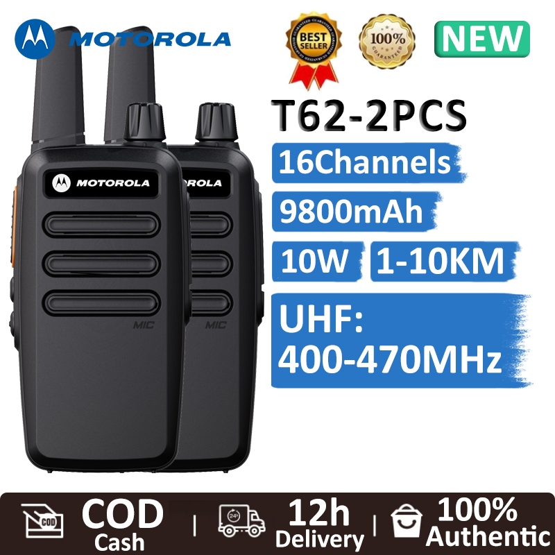 Lifetime Warranty HT Motorola T62 Mini Walkie Talkie 2 Unit 10W Jarak Jauh 15KM Two Way Radio Two Wa