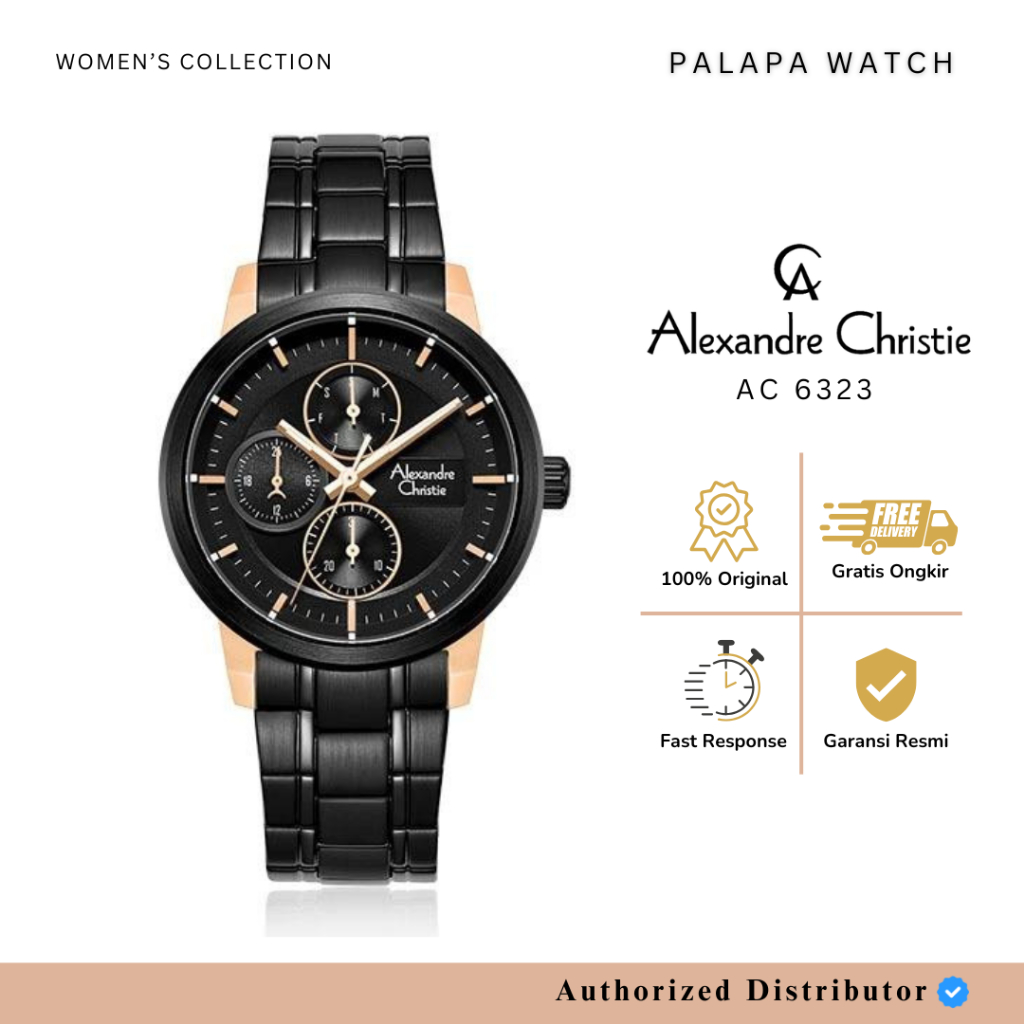 Jam Tangan Wanita Alexandre Christie AC 6323 / ac6323 / 6323 Rantai Multifungtion Original