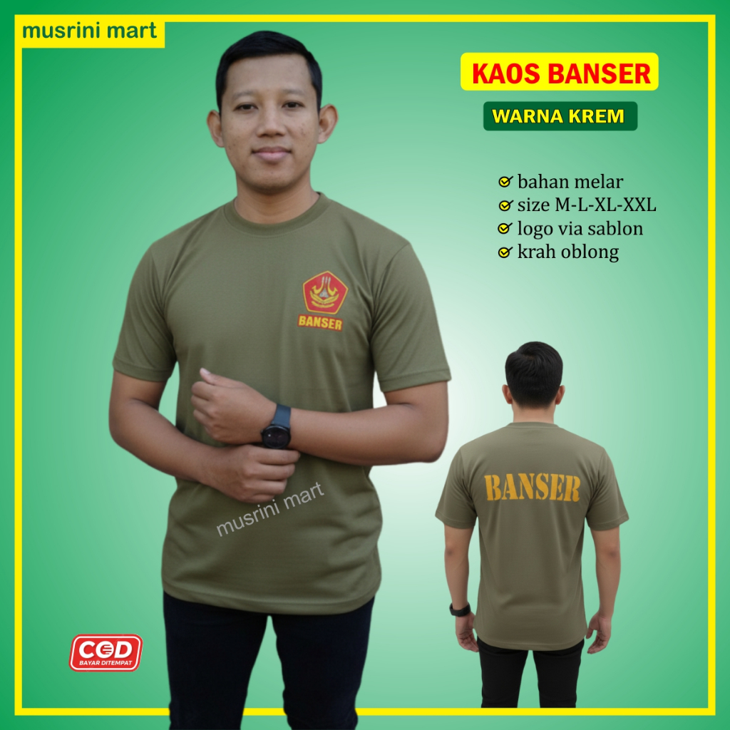 Kaos Banser Pdh Tshirt Ansor Banser Pendek Atribut Banser Warna Krem Bagus Murah Musrini Mart