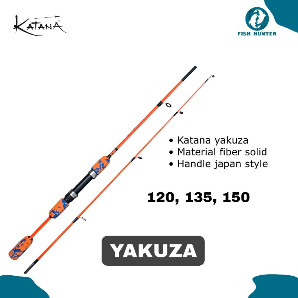 Joran fiber sambung 2 Katana yakuza handle japan style 120cm 135cm 150cm