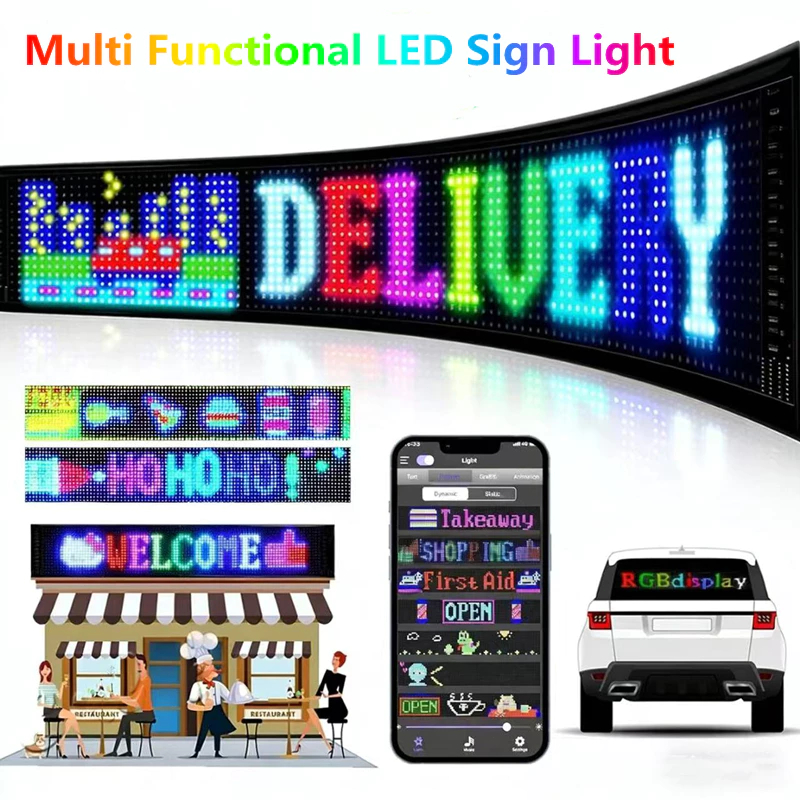 NEW LED Flexible Portable Screen Matrix Running Text Animasi Mata Panel USB Fleksibel Ultra tipis