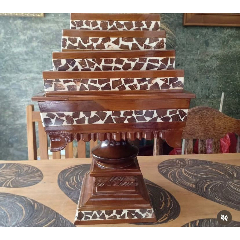 dulang susun kotak natural batok 30cm