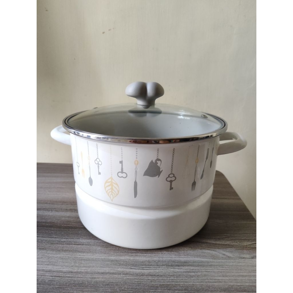 Preloved Chefina Steamer 22cm Panci Enamel Kukus