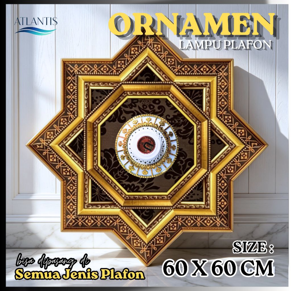 fitting ornamen lampu plafon pvc ukuran 60 x 60 cm estetik