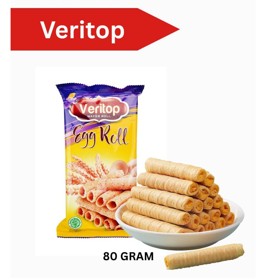 KUE KERING EGG ROLL VERITOP 80 GRAM CAMILAN ANAK SNACK EGGROLL