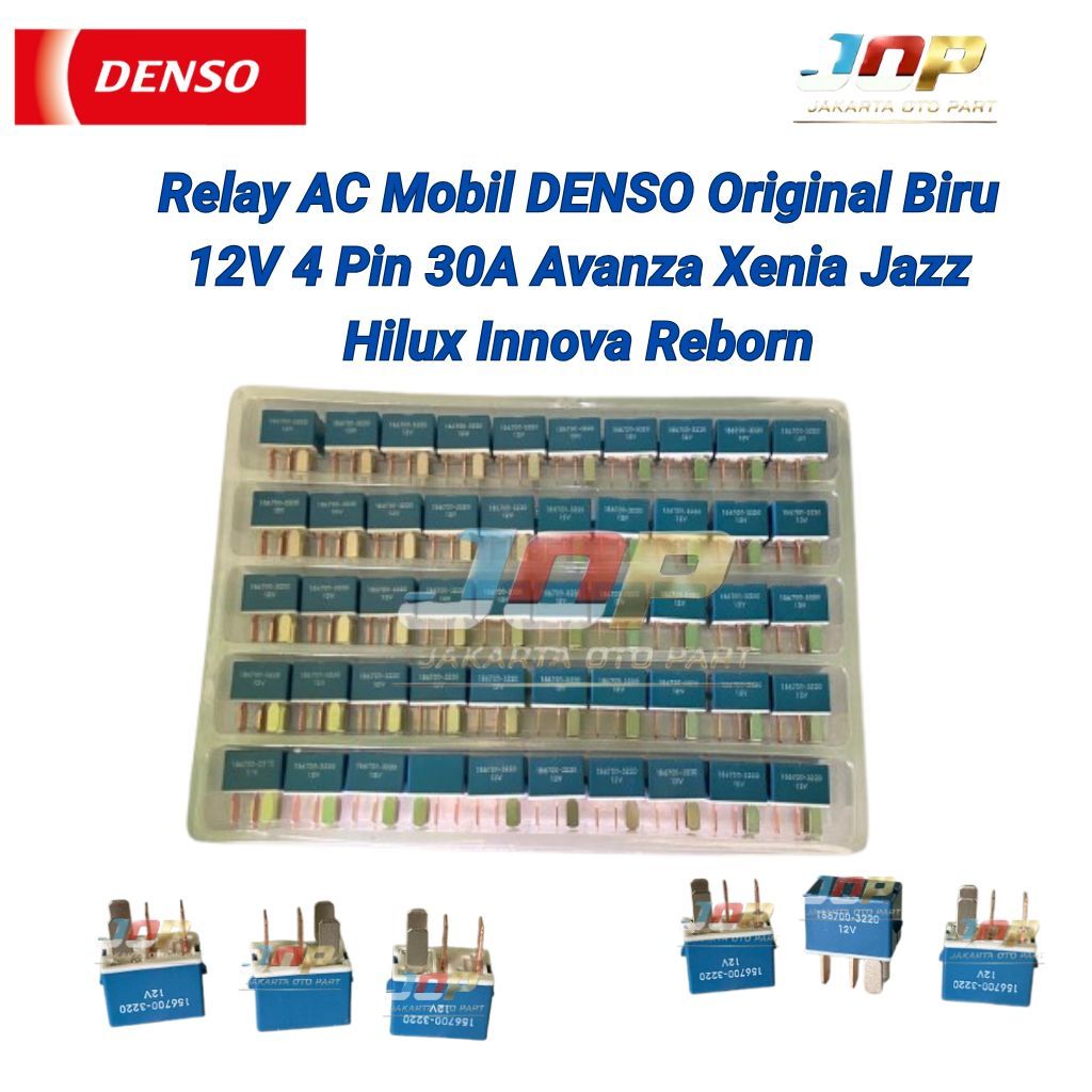 Relay AC Mobil DENSO Original Biru 12V 4 Pin 30A Avanza Xenia Jazz Hilux Innova Reborn