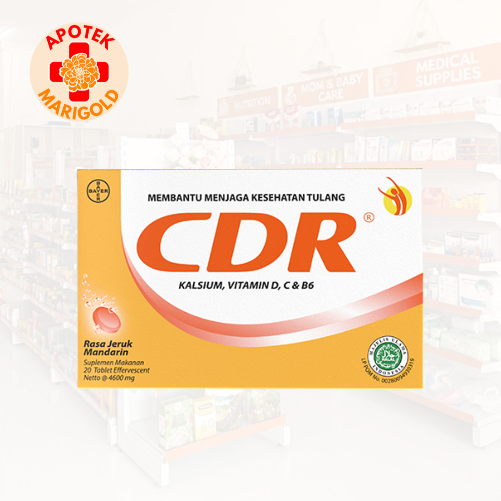 CDR Effervescent 20 Tablet Kalsium Vitamin C D B6 - Suplemen Tulang Sehat, Dukung Pertumbuhan Anak, 