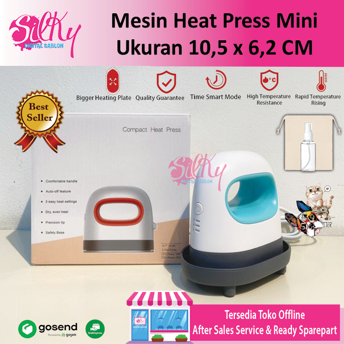 Mesin Press Kaos | Mini Heat Press Portable  | Setrika Sablon Mini DTF / HTV Polyflex Sublim | Alat 
