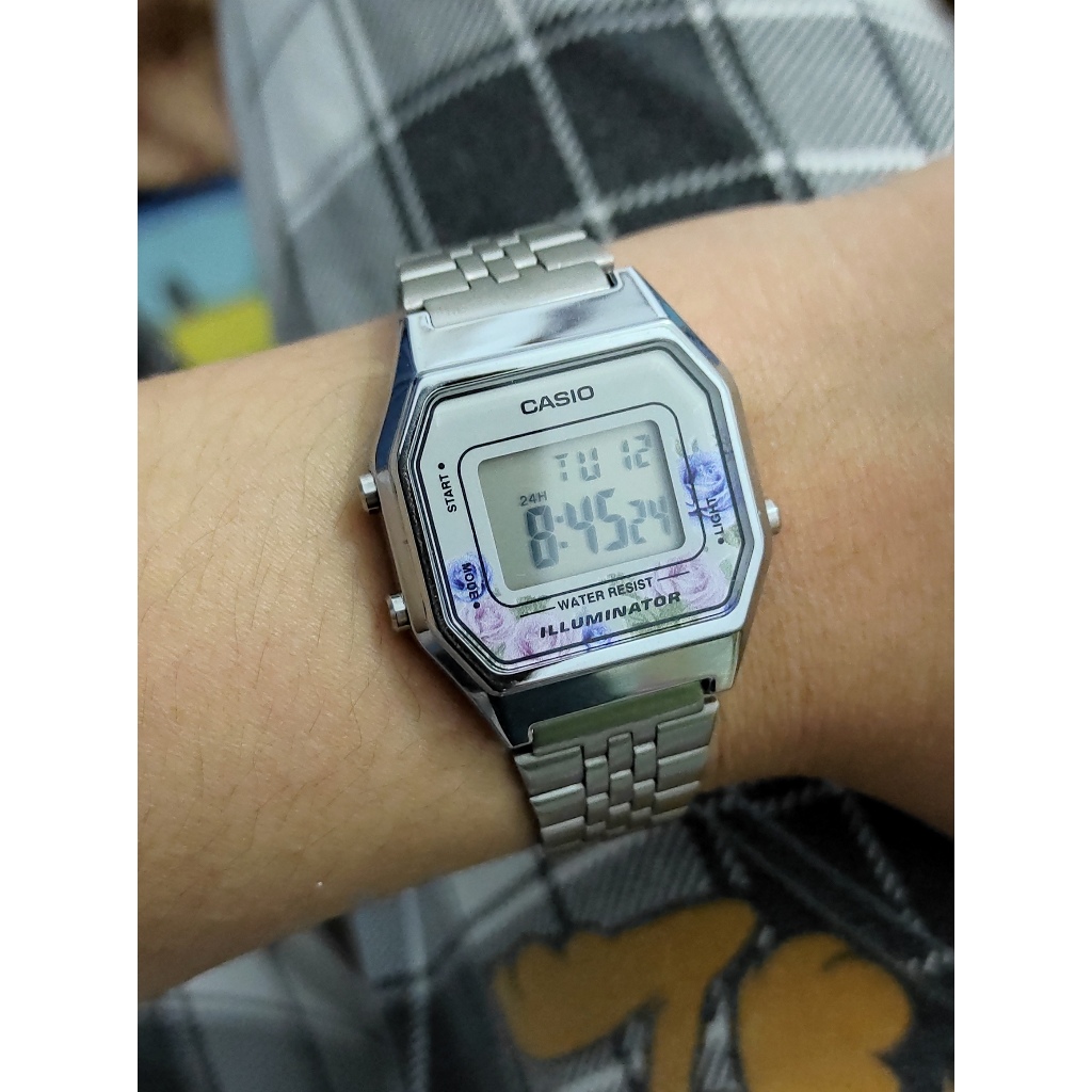 Jam Tangan Wanita Casio Flower Design Digital Dial Stainless (SECOND)