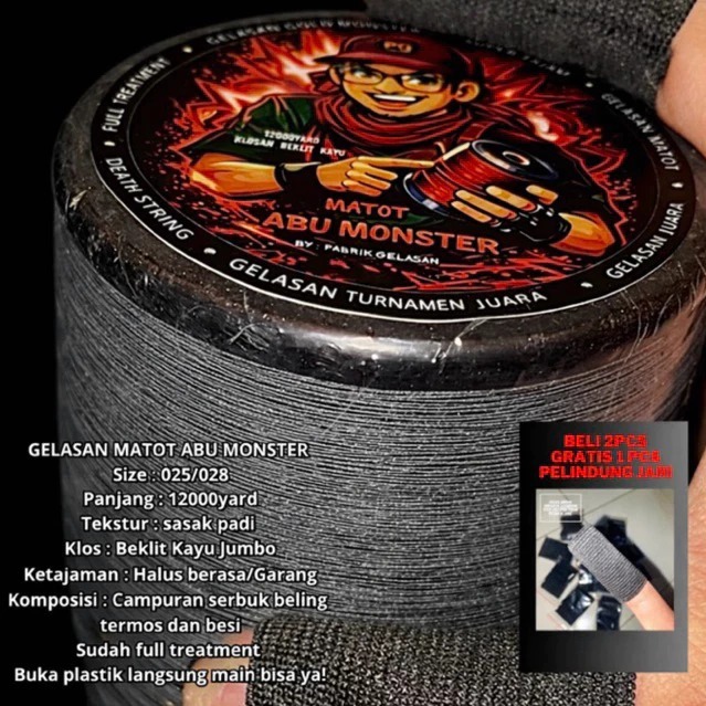 Gelasan 12000yard MATOT ABU MONSTER 12000yard size 024/028 (Asli Original By Pabrik Gelasan)