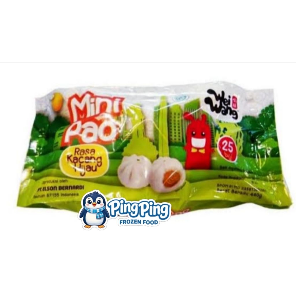 WEIWANG Mini Pao Kacang Hijau 25bj 440gr Minipao Bakpao Kecil Mini Bapao Green Bean Beans Dimsum Fro