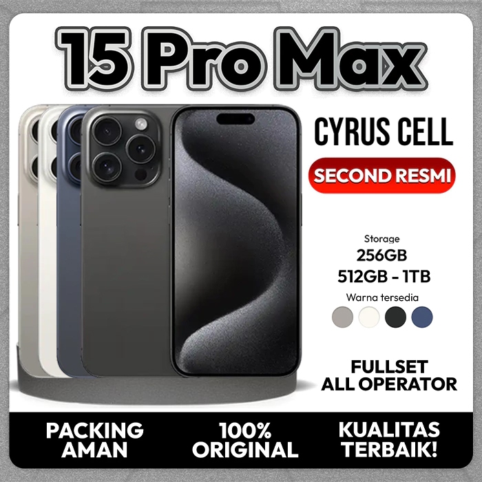 iPhone 15 Pro Max 256GB 512GB SECOND RESMI INDONESIA cyruscellbec Cyrus Cell